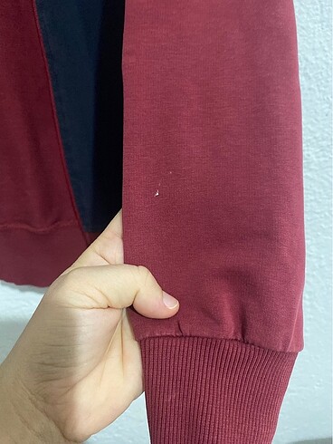 m Beden bordo Renk Fermuarlı Kapüşonlu sweat ceket