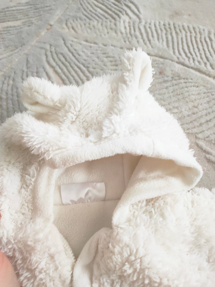 Bebek Beyaz Kürklü Tulum kundak - Görsel 5