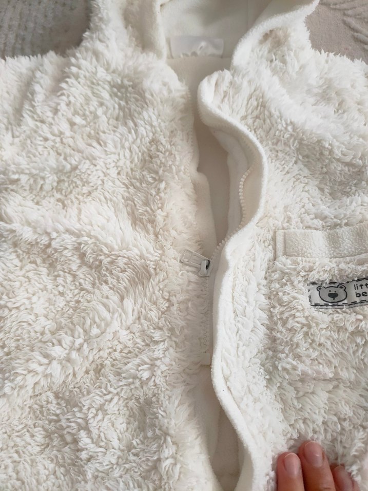 Bebek Beyaz Kürklü Tulum kundak - Görsel 2