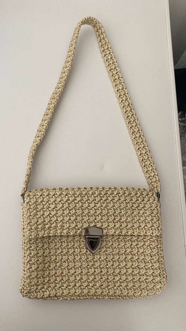 Bej Örgü Kadın Omuz Çantası - Görsel 2