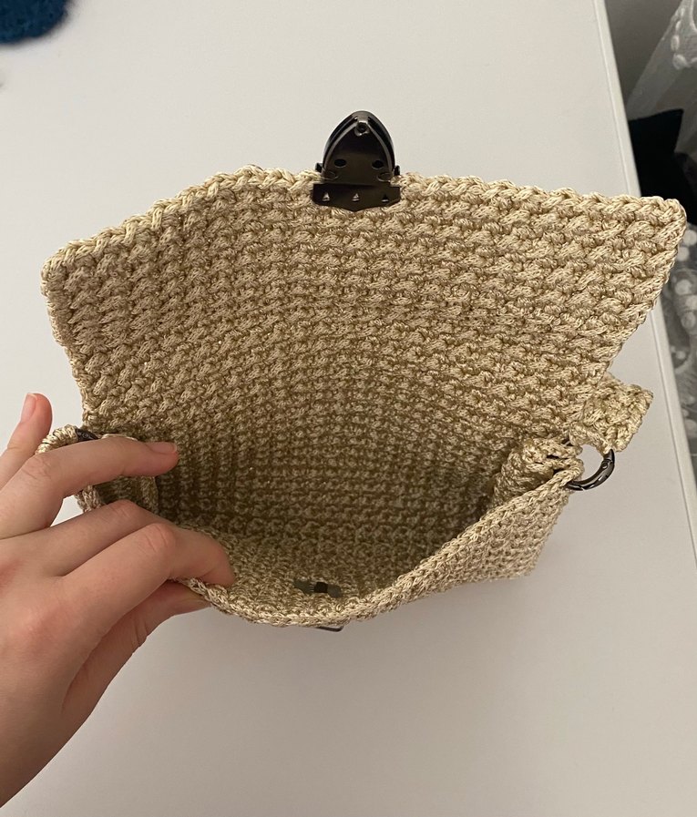 Bej Örgü Kadın Omuz Çantası - Görsel 4