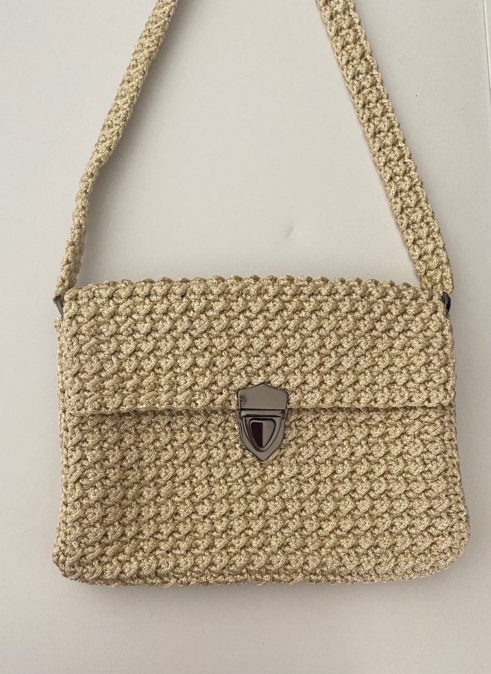 Bej Örgü Kadın Omuz Çantası - Görsel 5