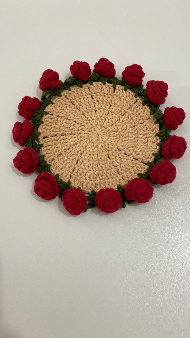 El Yapımı Bohem Kırmızı Çiçekli Dekoratif Saksı - Görsel 2