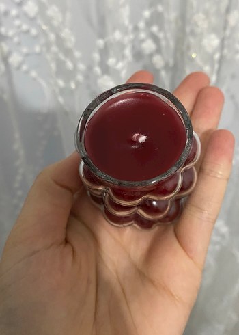 Bordo Kabarcıklı Cam Mum - Görsel 3