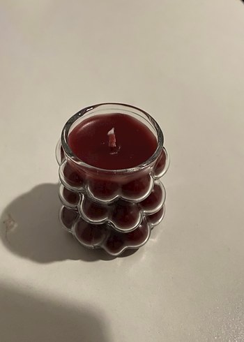 Bordo Kabarcıklı Cam Mum - Görsel 2