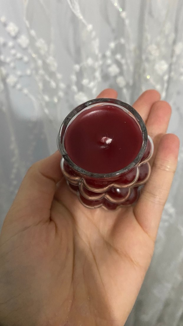 Bordo Kabarcıklı Cam Mum - Görsel 3