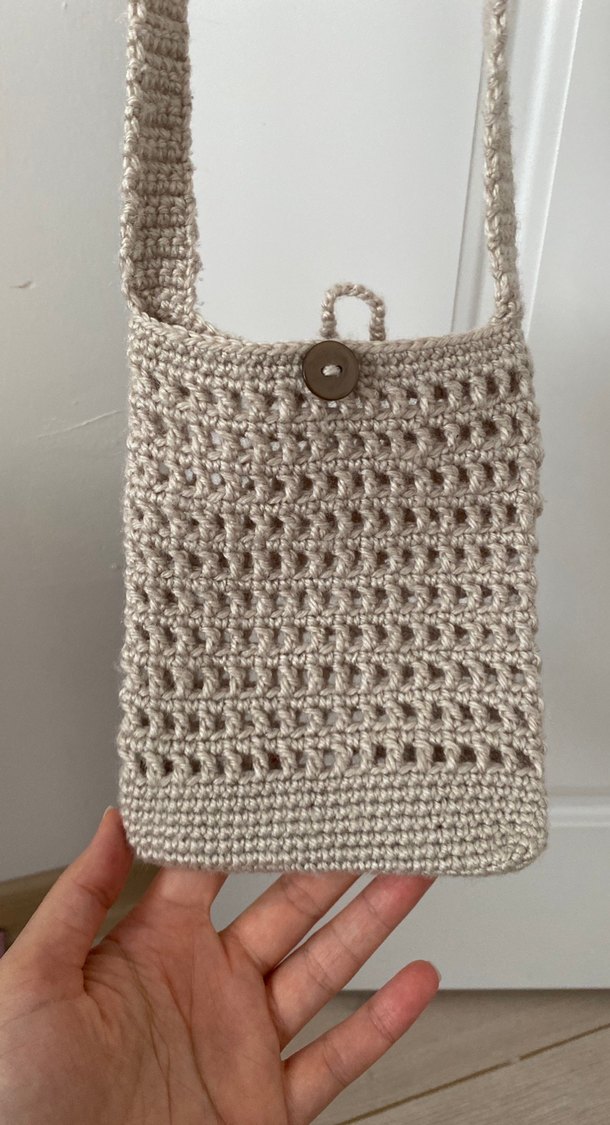 Bej Örgü Kadın Çapraz Çanta - Görsel 3