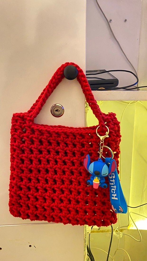 Örgü Kırmızı Kadın Çanta - Görsel 2
