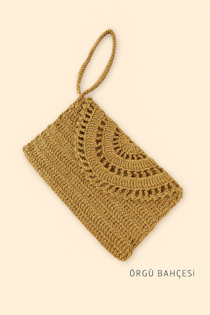 Bej Örgü Bohem Kadın Portföy Çanta - Görsel 4