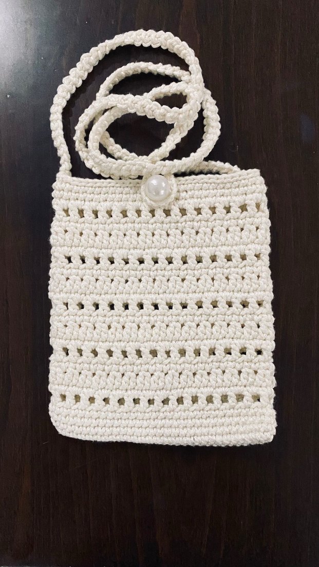 Örgü Beyaz Kadın Çapraz Çanta - Görsel 4