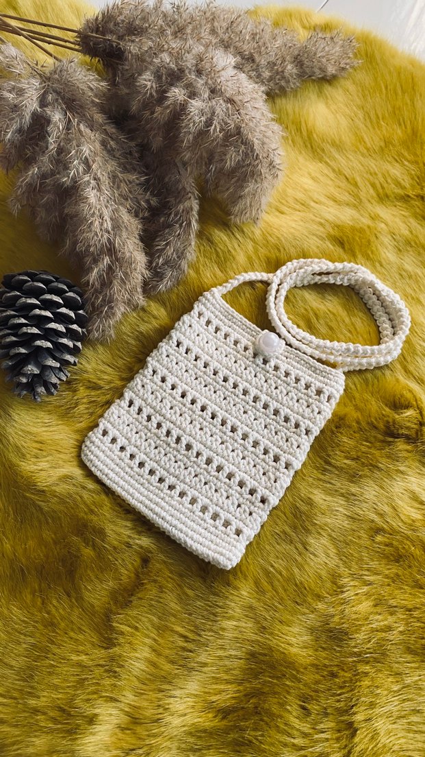 Örgü Beyaz Kadın Çapraz Çanta - Görsel 2