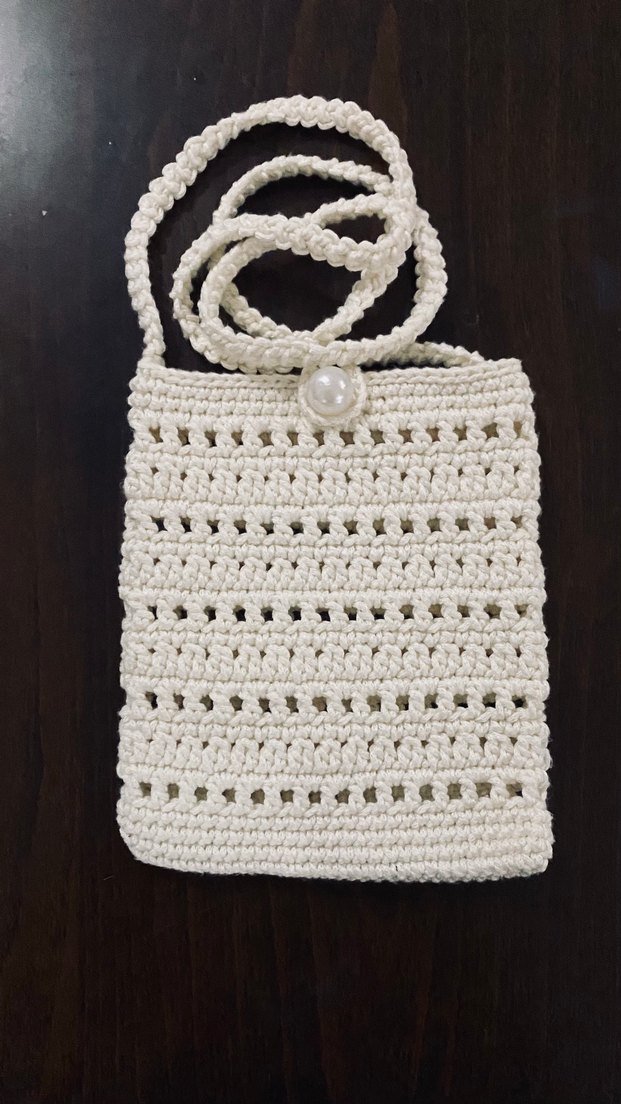 Örgü Beyaz Kadın Çapraz Çanta - Görsel 5