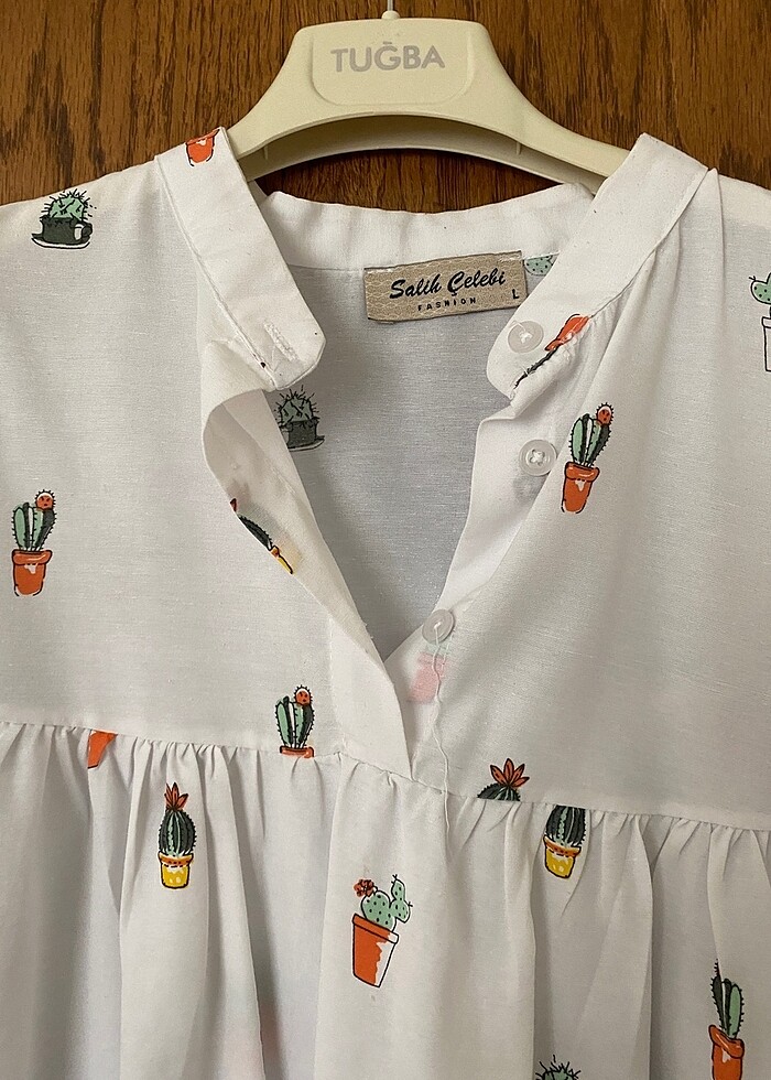 Kaktüslü beyaz tunik - Görsel 2