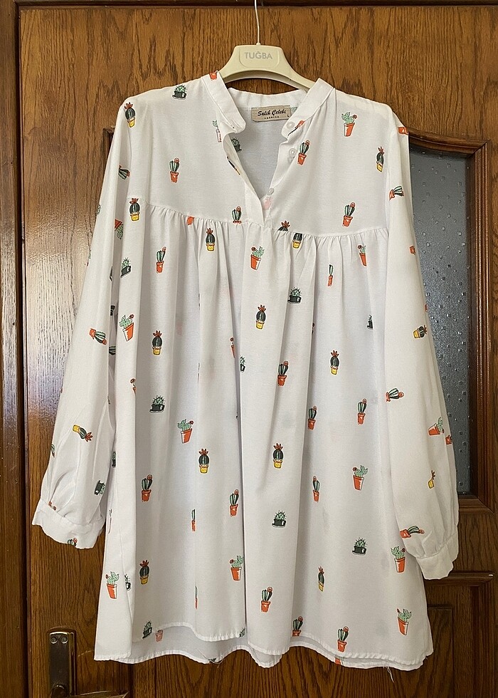 Kaktüslü beyaz tunik - Görsel 3