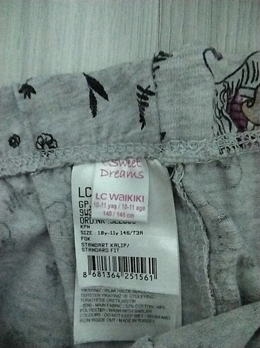 10 Yaş Beden Kız çocuk Lc waikiki pijama 