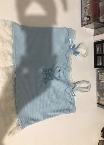 Sheinside Nakışlı Mavi shein crop