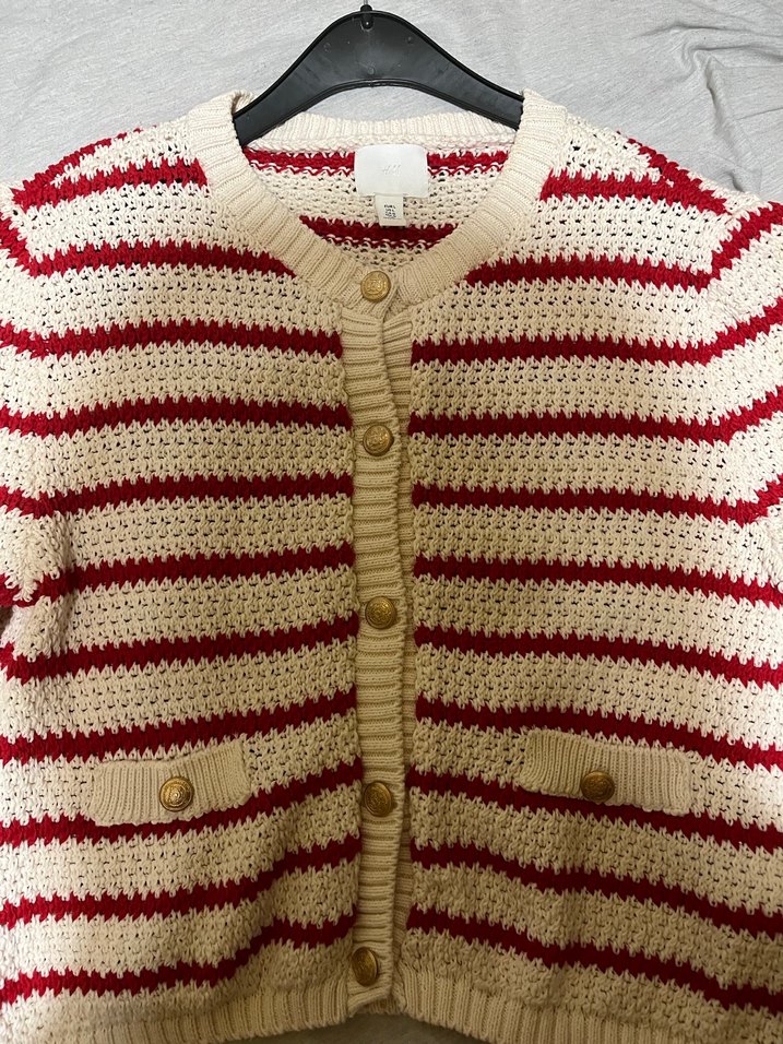 Kırmızı Nakışlı Örgü Bohem Hırka H&M - Görsel 2