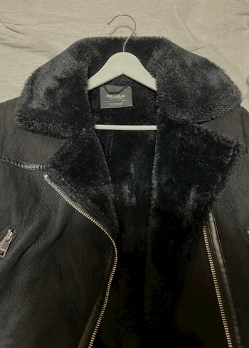 Siyah Kadın Midi Boy Kürklü Mont - Görsel 2