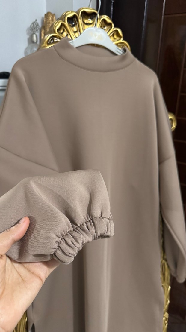 Bej Kadın Uzun Kollu Salaş Tunik - Görsel 5