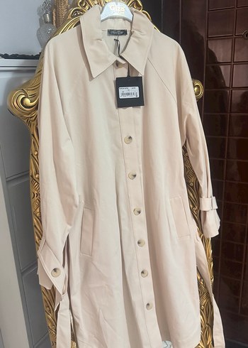 Bej Düğmeli Midi Trençkot - Görsel 2