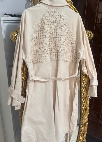 Bej Düğmeli Midi Trençkot - Görsel 5