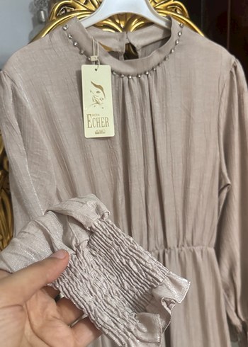 Bej Kadın Uzun  Elbise - Görsel 2