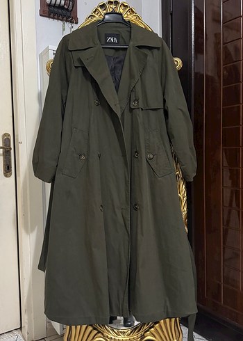 Kadın Haki Kamuflaj Uzun Trençkot - Görsel 2