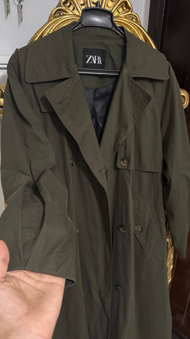 Kadın Haki Kamuflaj Uzun Trençkot - Görsel 4