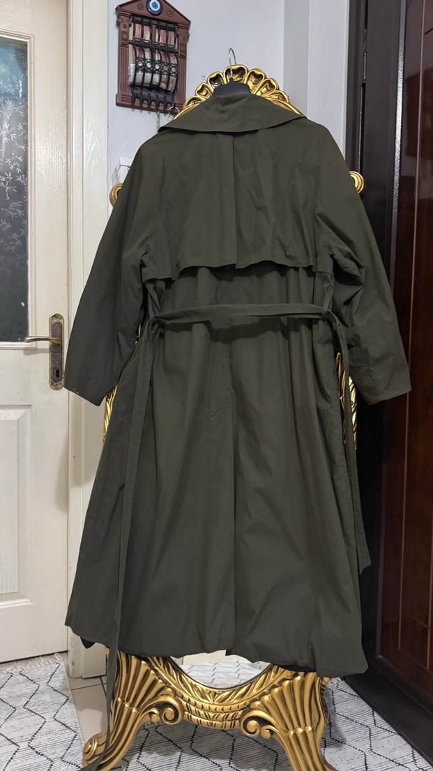 Kadın Haki Kamuflaj Uzun Trençkot - Görsel 3