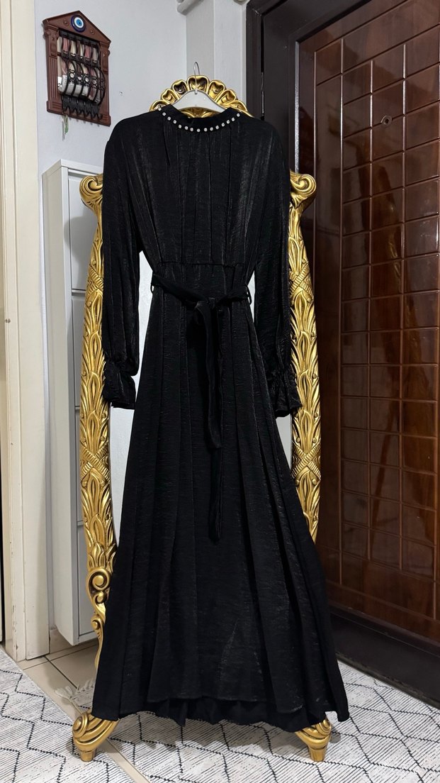 Uzun Siyah Gotik Elbise - Görsel 2