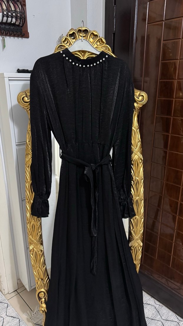 Uzun Siyah Gotik Elbise - Görsel 3