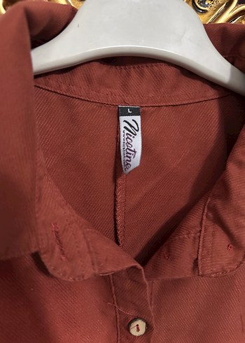 Düğmeli Kahverengi  Kadın Gömlek - Görsel 5