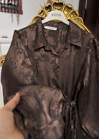 Kahverengi Uzun Elbise - Görsel 6