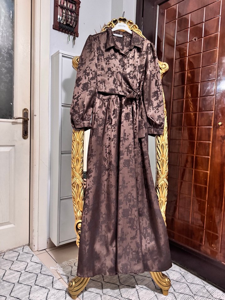 Kahverengi Uzun  Elbise - Görsel 2