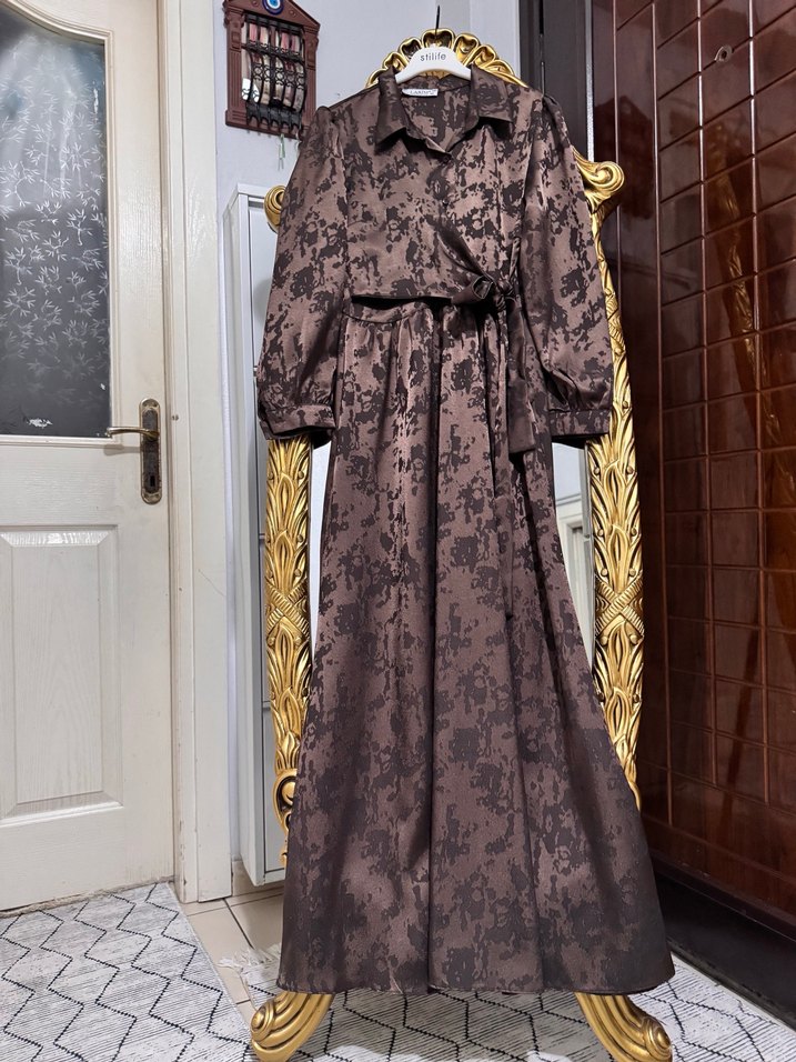 Kahverengi Uzun  Elbise - Görsel 3