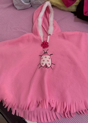 Pembe Kız Çocuk Kapüşonlu Pelerin - Görsel 2