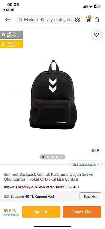 HUMMEL SIRT CANTASI