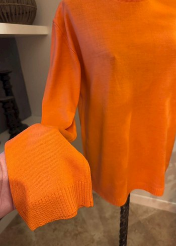 Turuncu Yüksek Yakalı Kadın Sweatshirt - Görsel 4