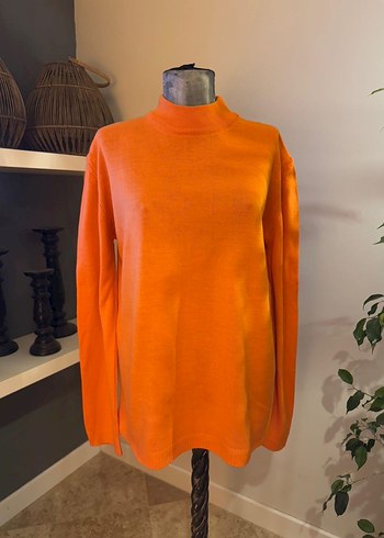 Turuncu Yüksek Yakalı Kadın Sweatshirt - Görsel 3