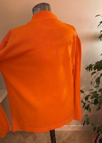 Turuncu Yüksek Yakalı Kadın Sweatshirt - Görsel 6