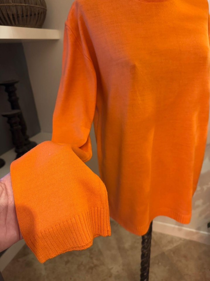 Turuncu Yüksek Yakalı Kadın Sweatshirt - Görsel 4