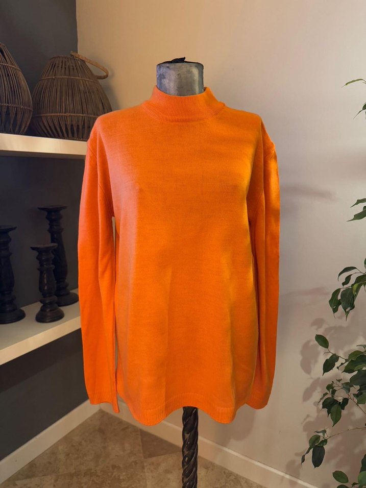 Turuncu Yüksek Yakalı Kadın Sweatshirt - Görsel 3