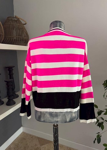 Renkli Çizgili Örgü Kadın Kazak - Görsel 6