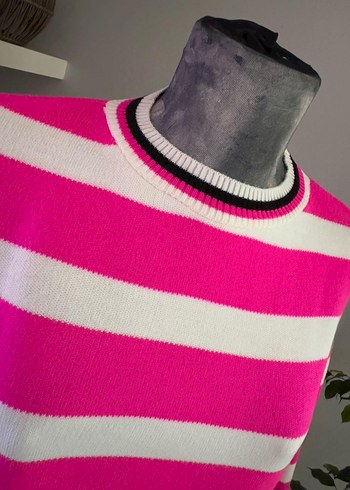 Renkli Çizgili Örgü Kadın Kazak - Görsel 2