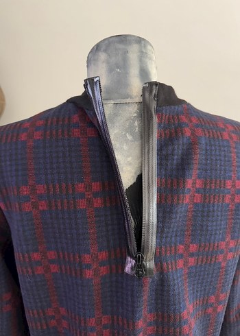 Bordo Lacivert Kareli Kadın Triko - Görsel 7