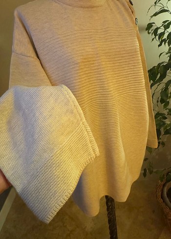 Bej Renkli Yüksek Yakalı Kadın Triko Kazak - Görsel 6