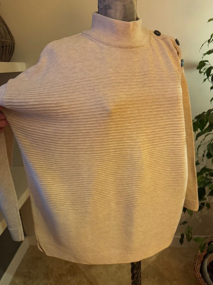 Bej Renkli Yüksek Yakalı Kadın Triko Kazak - Görsel 5