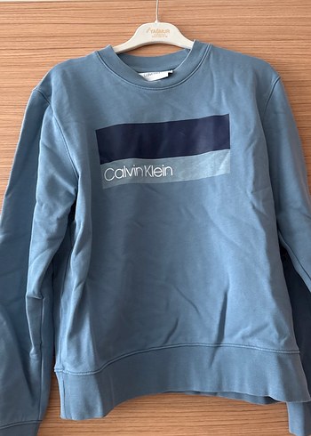 m Beden Calvin Klein Erkek Mavi Baskılı Sweatshirt