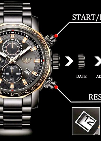 SIFIR KUTUSUNDA, ORJİNAL LİGE KRONOGRAF KOL SAATİ - Görsel 10