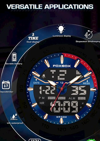 SIFIR KUTUSUNDA, ORJİNAL FOXBOX DİJİTAL ve ANALOG KOL SAATİ - Görsel 11